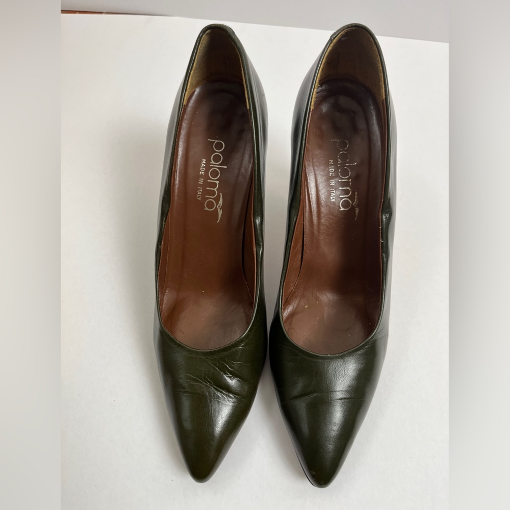 Paloma Green Italian Leather Pumps Heels